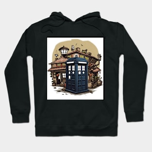 Illustration of blue tardis in Japan on white background Hoodie